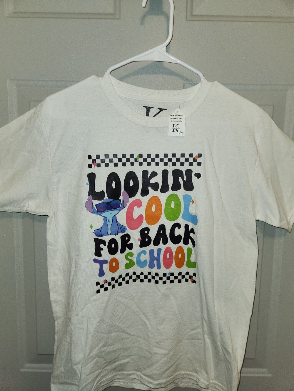 Kids' Youth Large White 'Lookin' Cool for Back to School' Graphic Tee